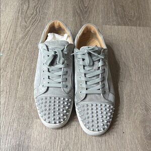 Christian Louboutin Gray Spiked Sneakers